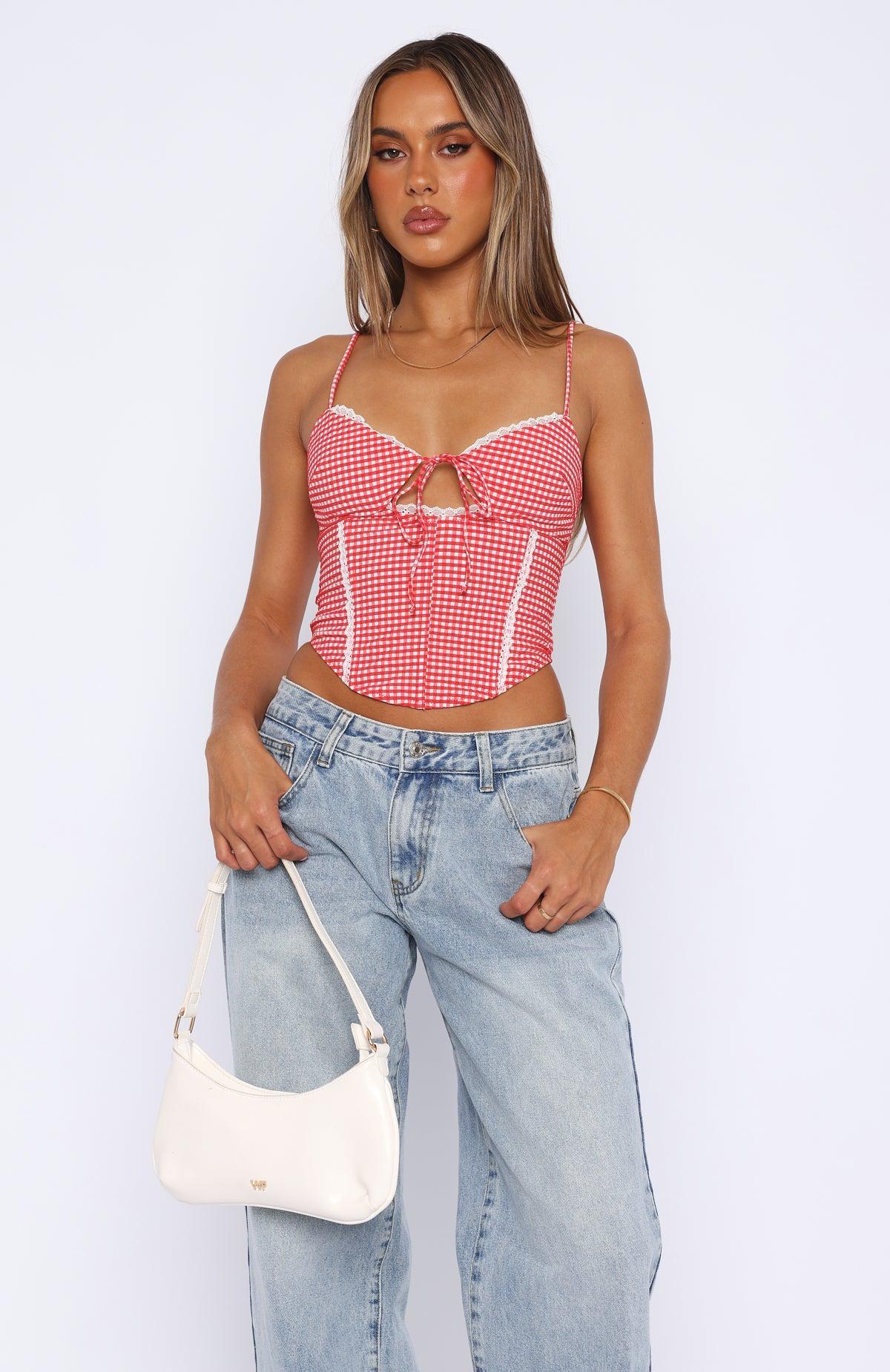 Wildest Dreams Bustier Red Gingham Product Image