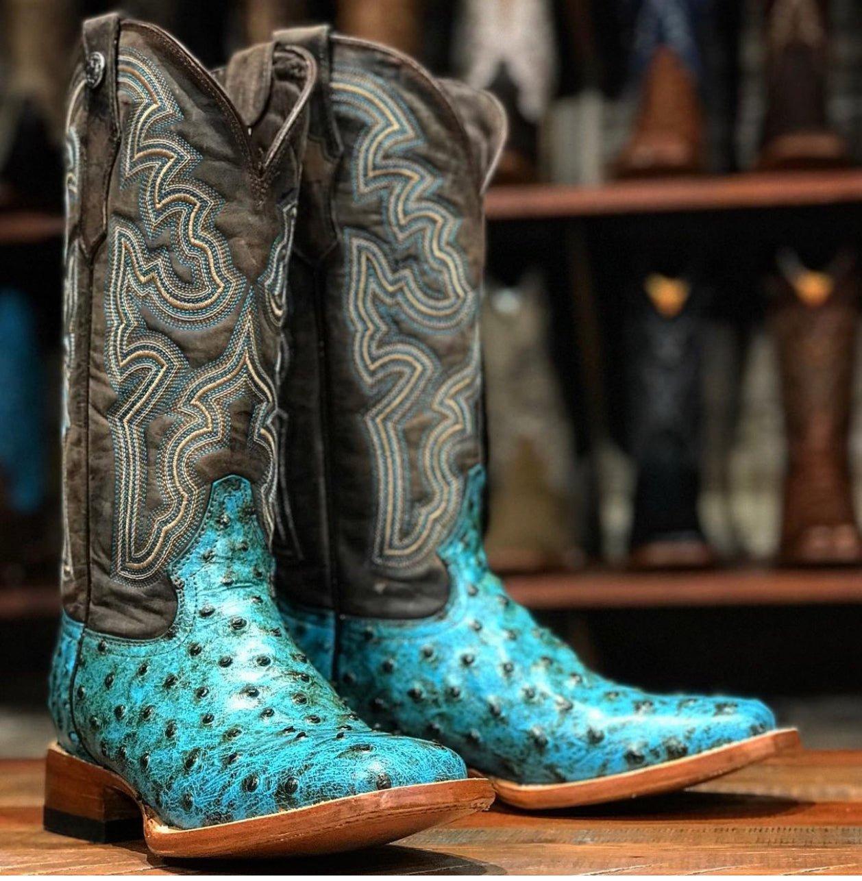 Turquoise Ostrich Leather Boots*  Product Image