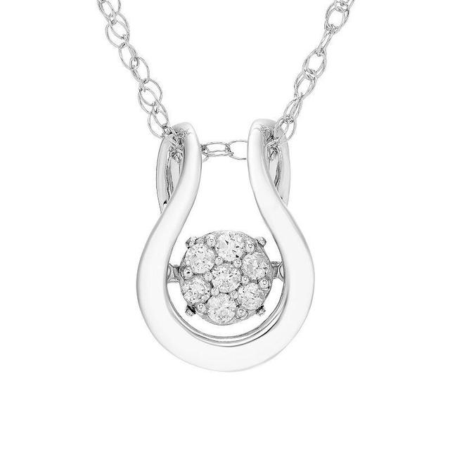 Boston Bay Diamonds Sterling Silver 1/10 Carat T.W. Diamond Lucky Horsehoe Pendant Necklace, Womens Product Image