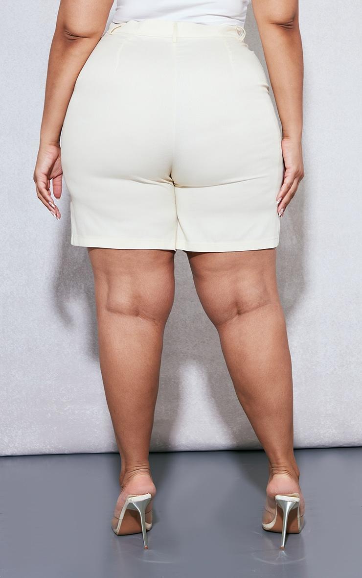  Plus Cream Linen Look Tailored Shorts Product Image