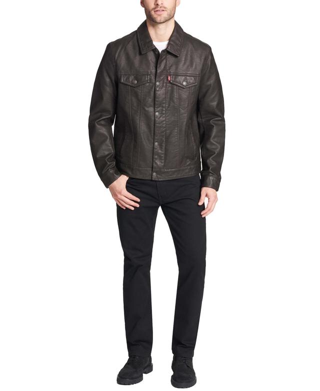 Levis Mens Faux Leather Trucker Jacket Product Image