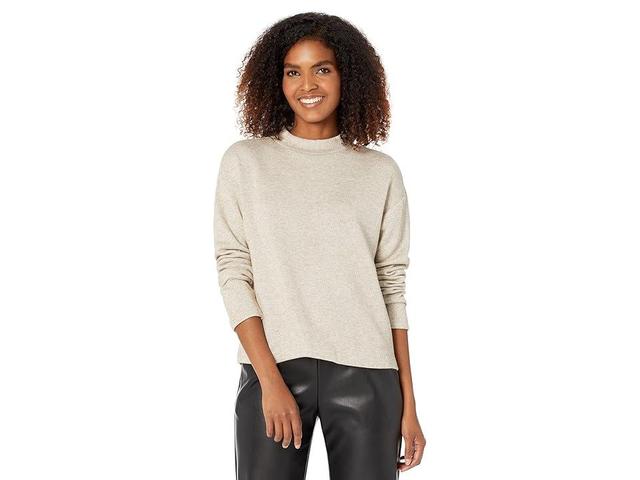 Calvin Klein Lurex Roll Collar (Heather Latte) Women's Clothing Product Image