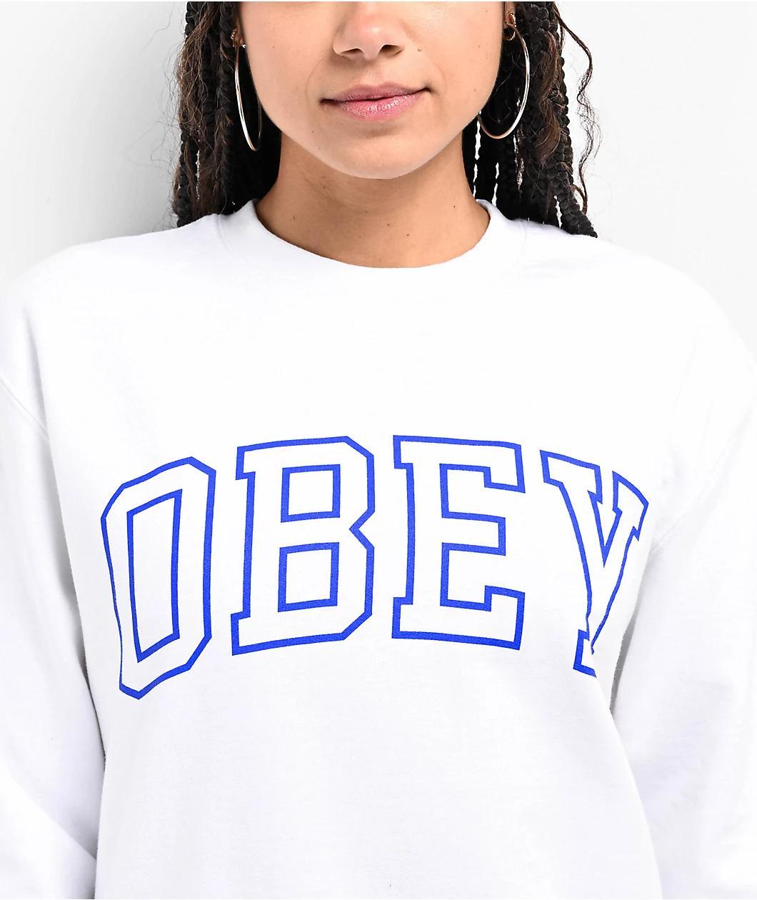 Obey Collegiate White Crewneck Sweatshirt Product Image