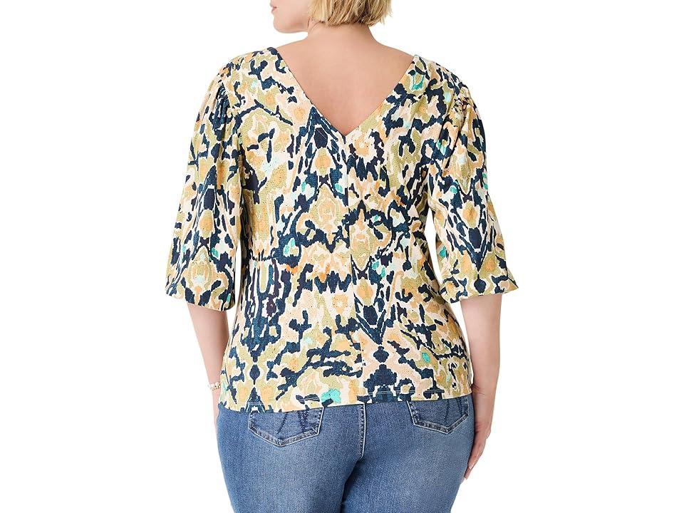 NIC+ZOE Plus Size Vineyard Glow Top (Indigo Multi) Women's Clothing Product Image