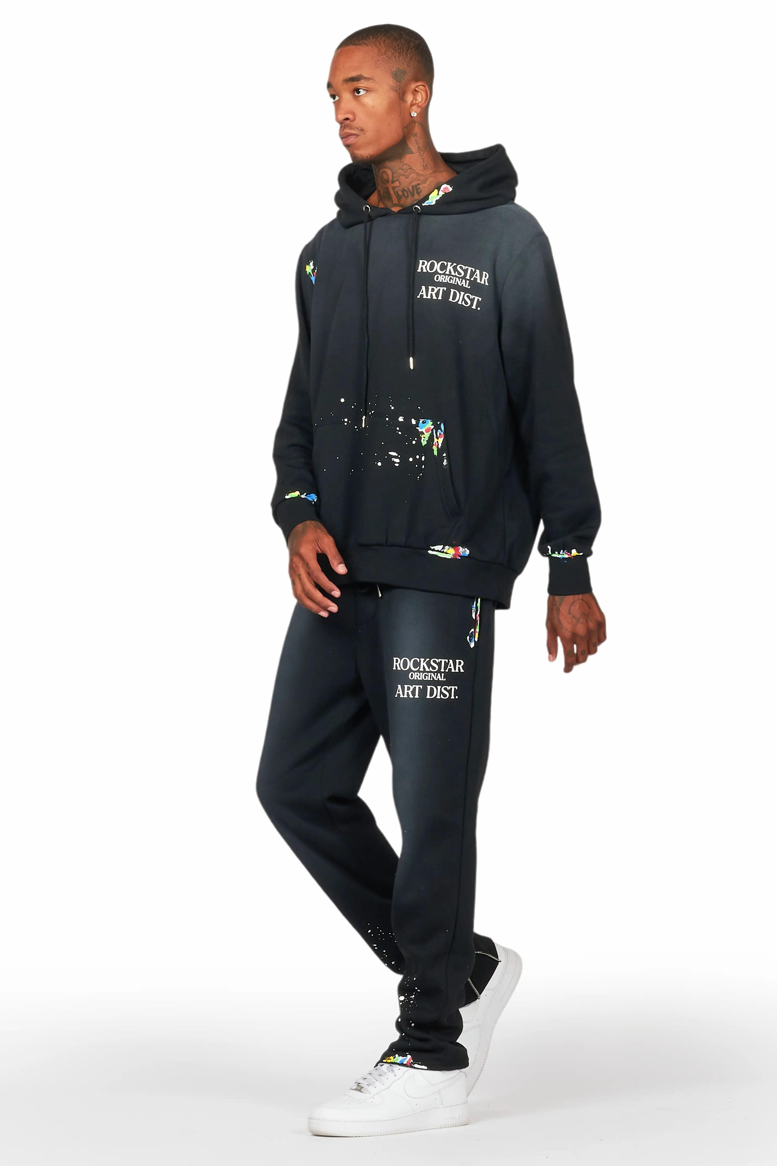 Rockstar Art Dist. Black Slim Hoodie Track Set Male Product Image