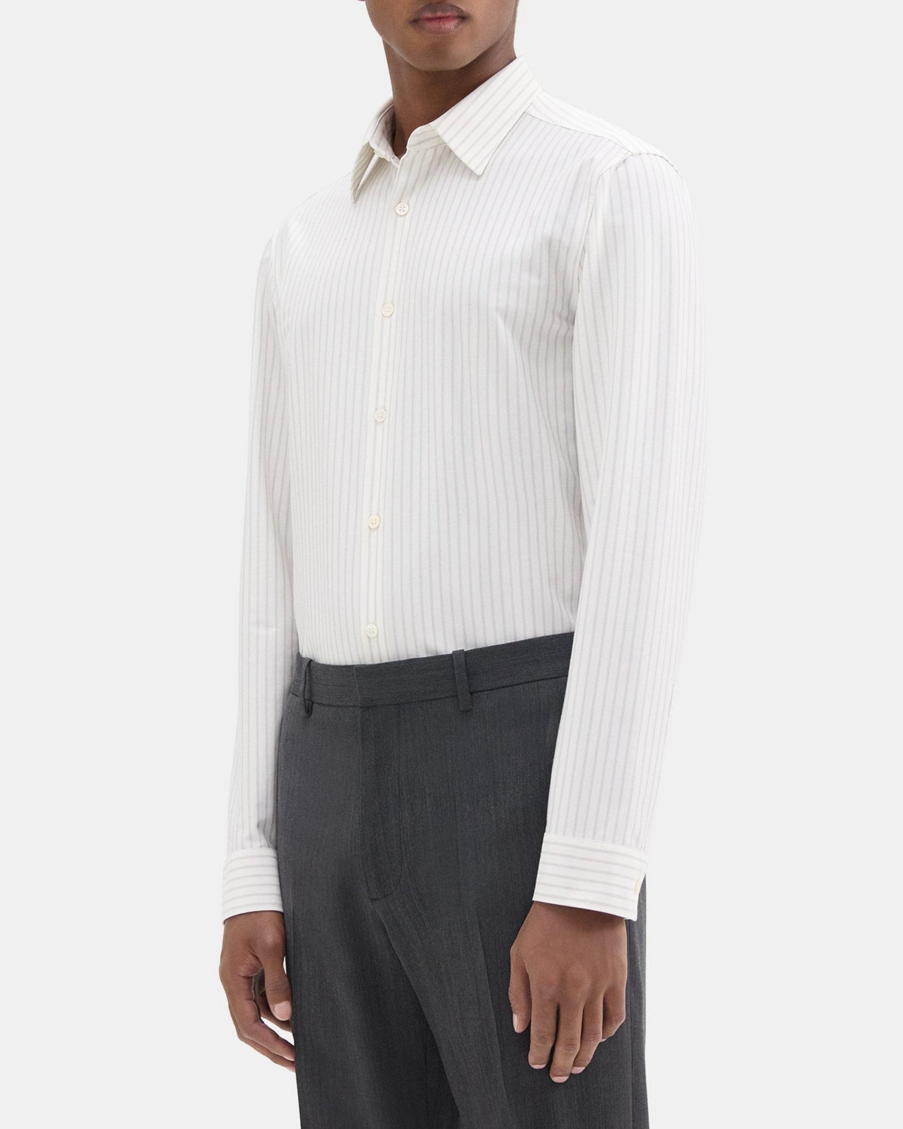 Tailored Shirt in Striped Structure Knit Product Image