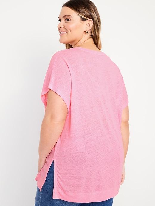 Oversized Linen-Blend Tunic T-Shirt Product Image