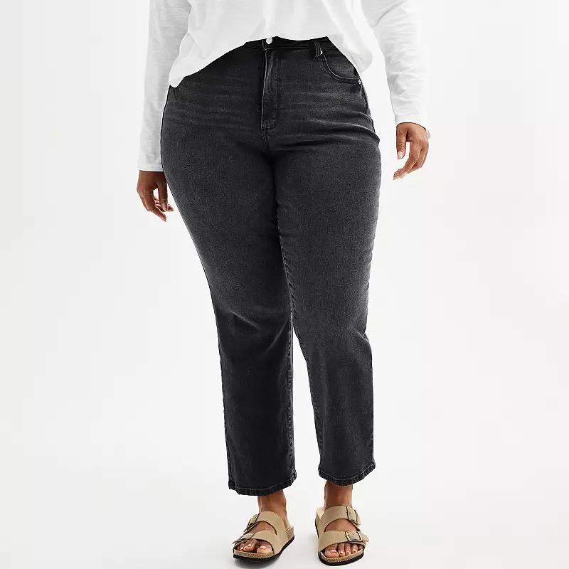 Plus Size Sonoma Goods For Life High Rise Curvy Straight Jeans, Womens Product Image