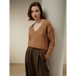 Cable-Knit Wool-Cashmere Blend Sweater Product Image