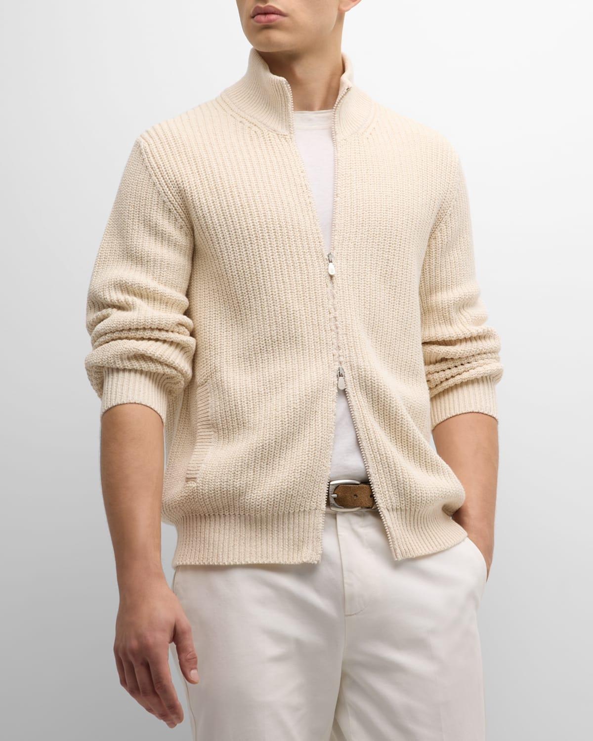 Mens Ribbed Full-Zip Sweater Product Image