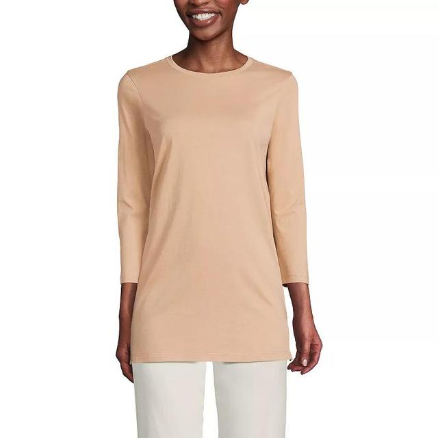 Petite Lands End 3/4-Sleeve Supima Cotton Crewneck Tunic, Womens Product Image