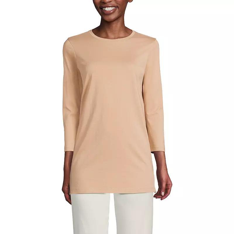 Petite Lands End 3/4-Sleeve Supima Cotton Crewneck Tunic, Womens Product Image