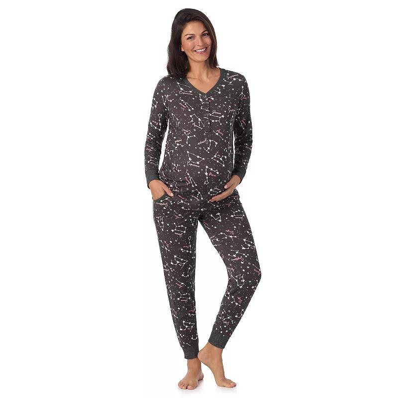 Maternity Cuddl Duds Cozy Henley Pajama Top & Banded Bottom Pajama Pants Sleep Set, Womens Product Image