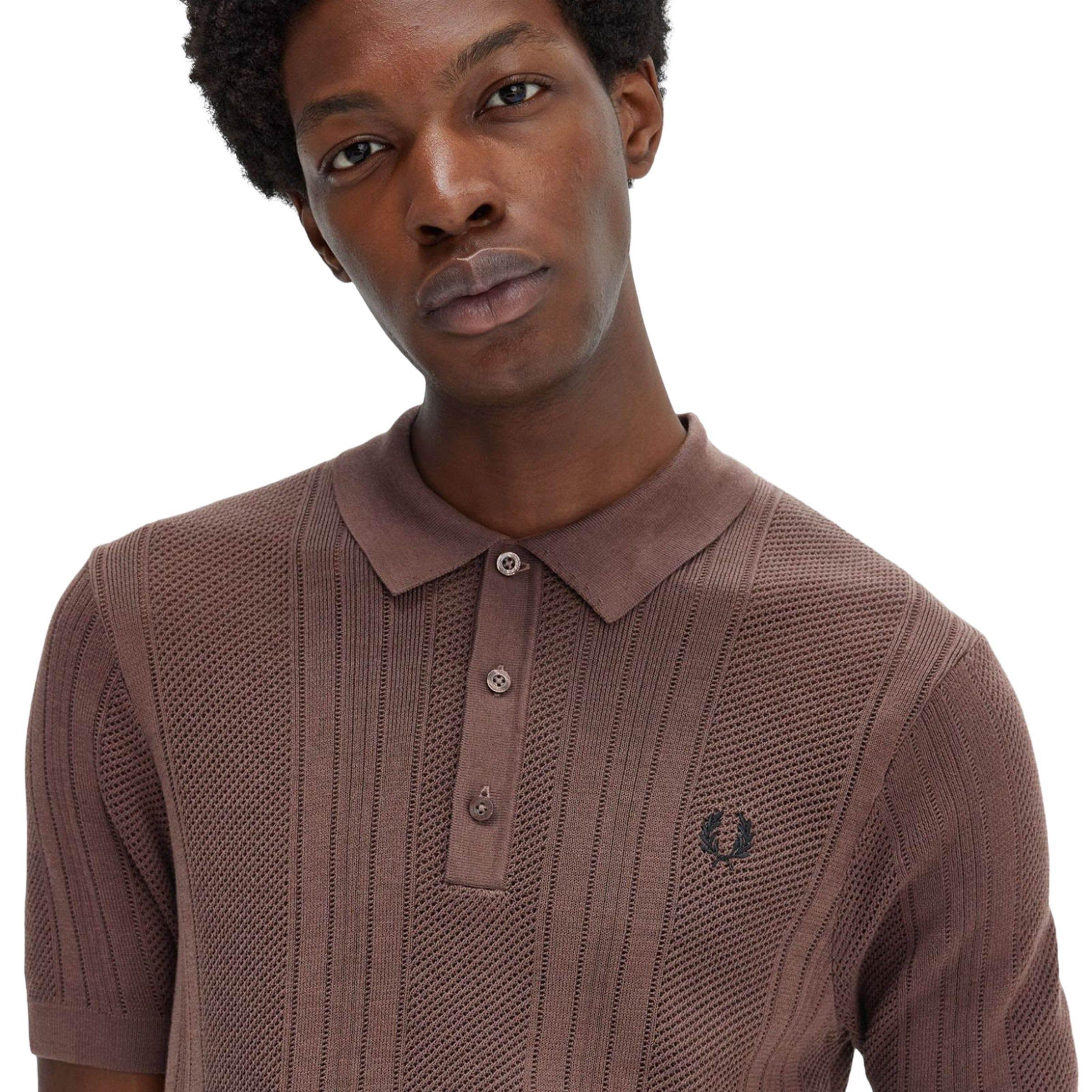 COTTON CROCHET KNIT POLO SHIRT Male Product Image