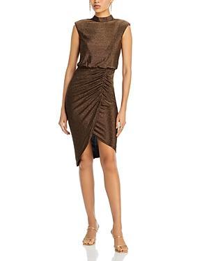 Womens Sparkly Ruched Asymmetric Dress Product Image