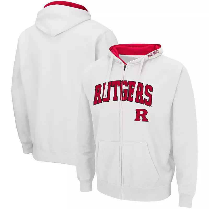 Mens Colosseum White Rutgers Scarlet Knights Arch & Logo 3.0 Full-Zip Hoodie Product Image