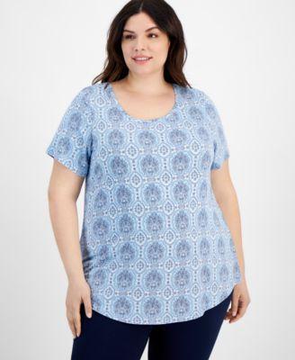 Plus Size Marrahkesh Medallion Print Top, Created for Macy's  Product Image