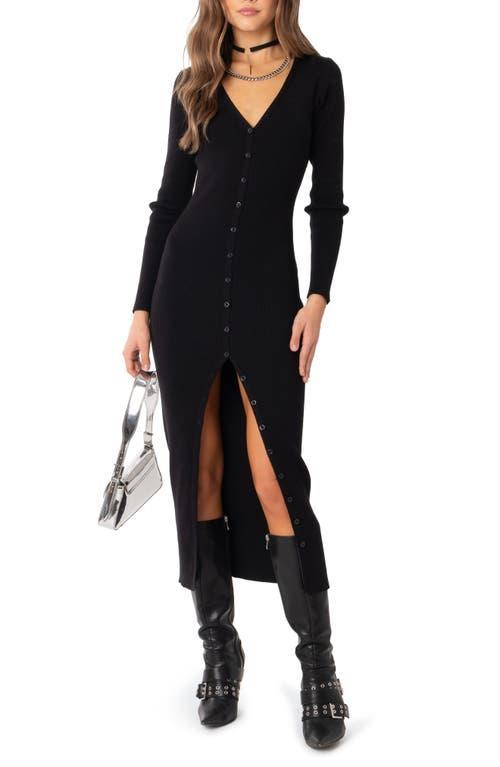 EDIKTED Jazlyn Long Sleeve Rib Sweater Dress Product Image