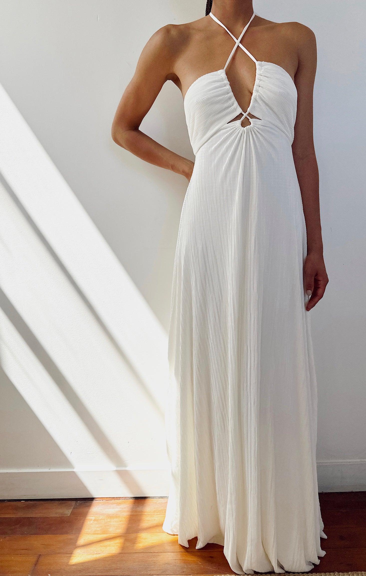 Paros Maxi Dress ~ Ivory Pleat Product Image