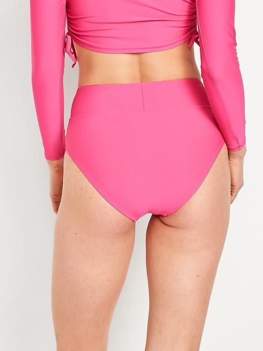 Banded High-Waist Bikini Swim Bottoms Product Image