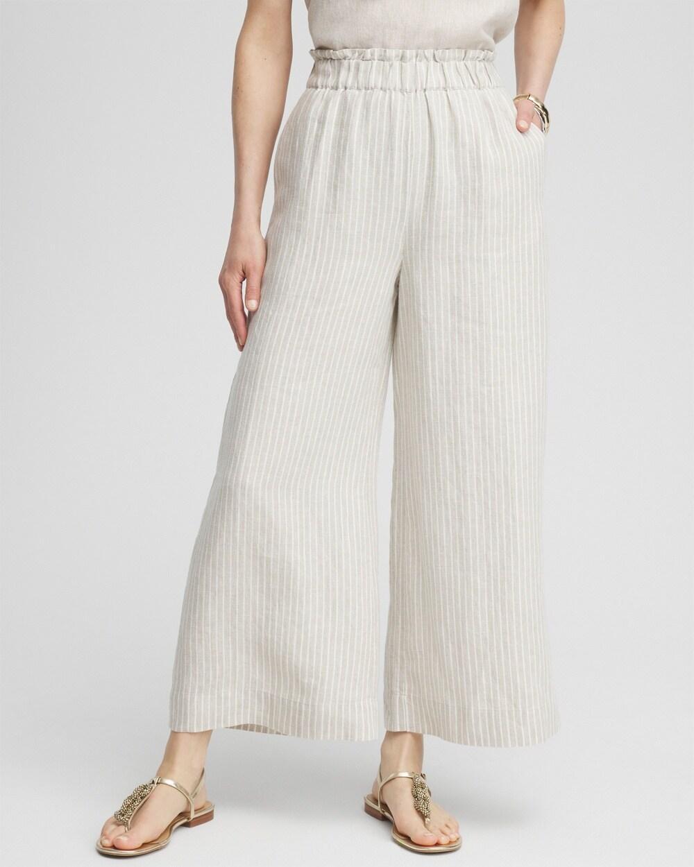 Women's Linen Stripe Culotte Pants Product Image