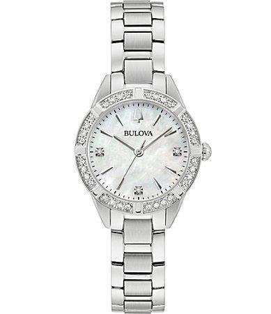 Bulova Womens Classic Sutton Diamond (1/20 ct. t.w.) Stainless Steel Bracelet Watch 28mm Product Image