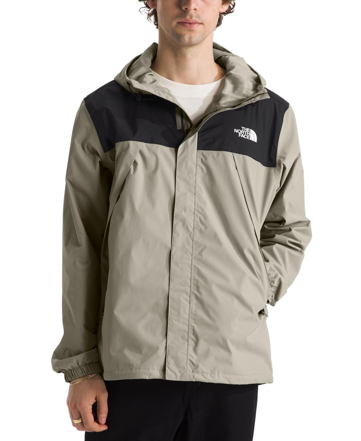 The North Face Mens Hooded Antora Logo Rain Jacket - Clay Grey Product Image