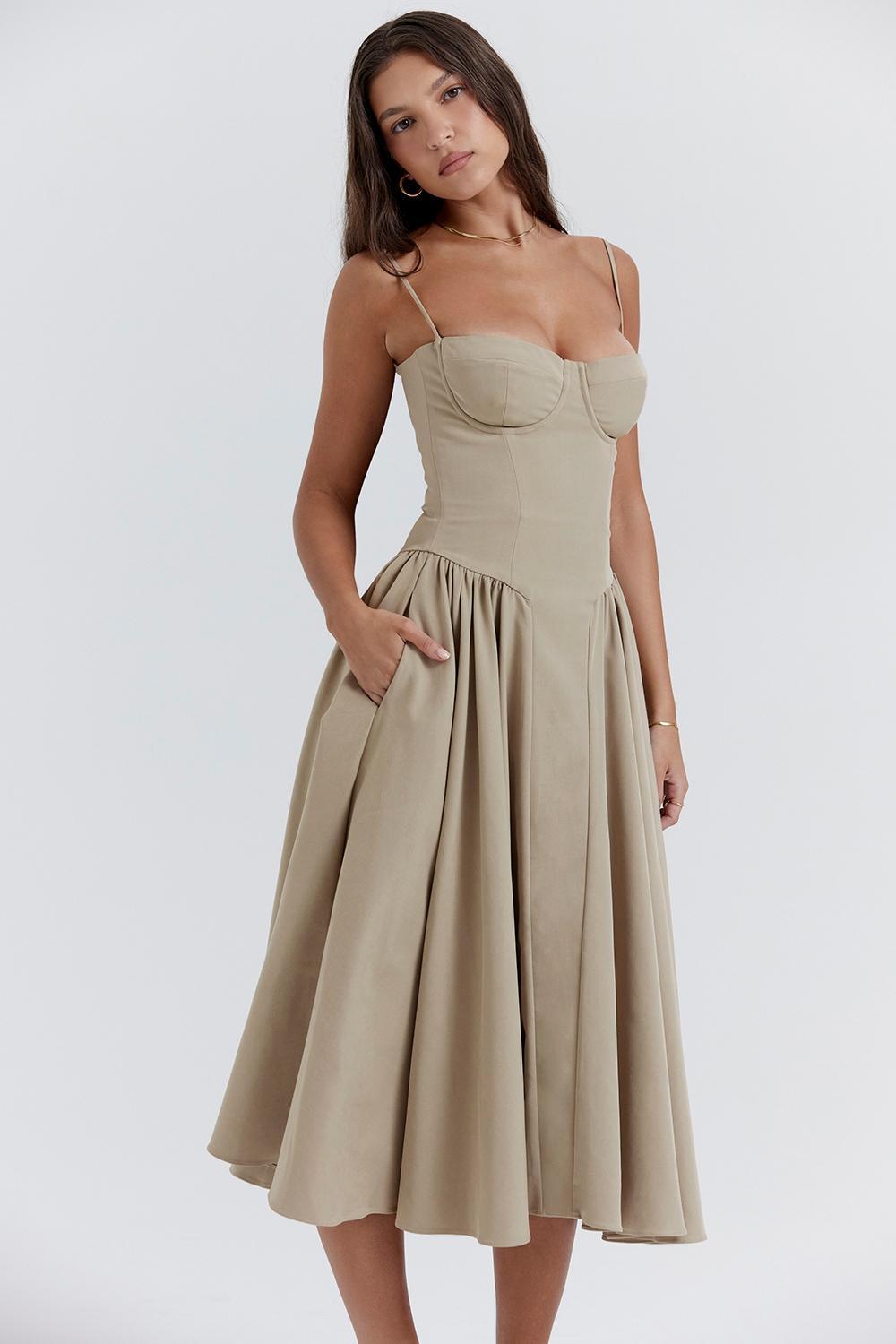 Samaria Taupe Corset Sundress Product Image