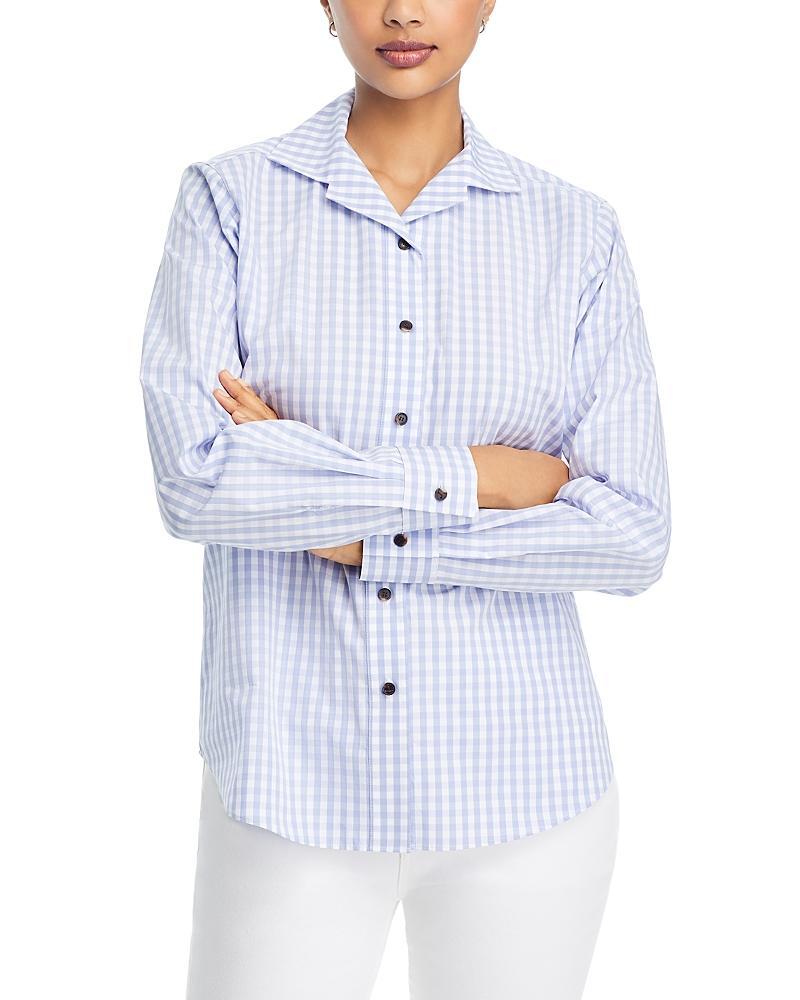 Womens Gingham Cotton Poplin Blouse Product Image