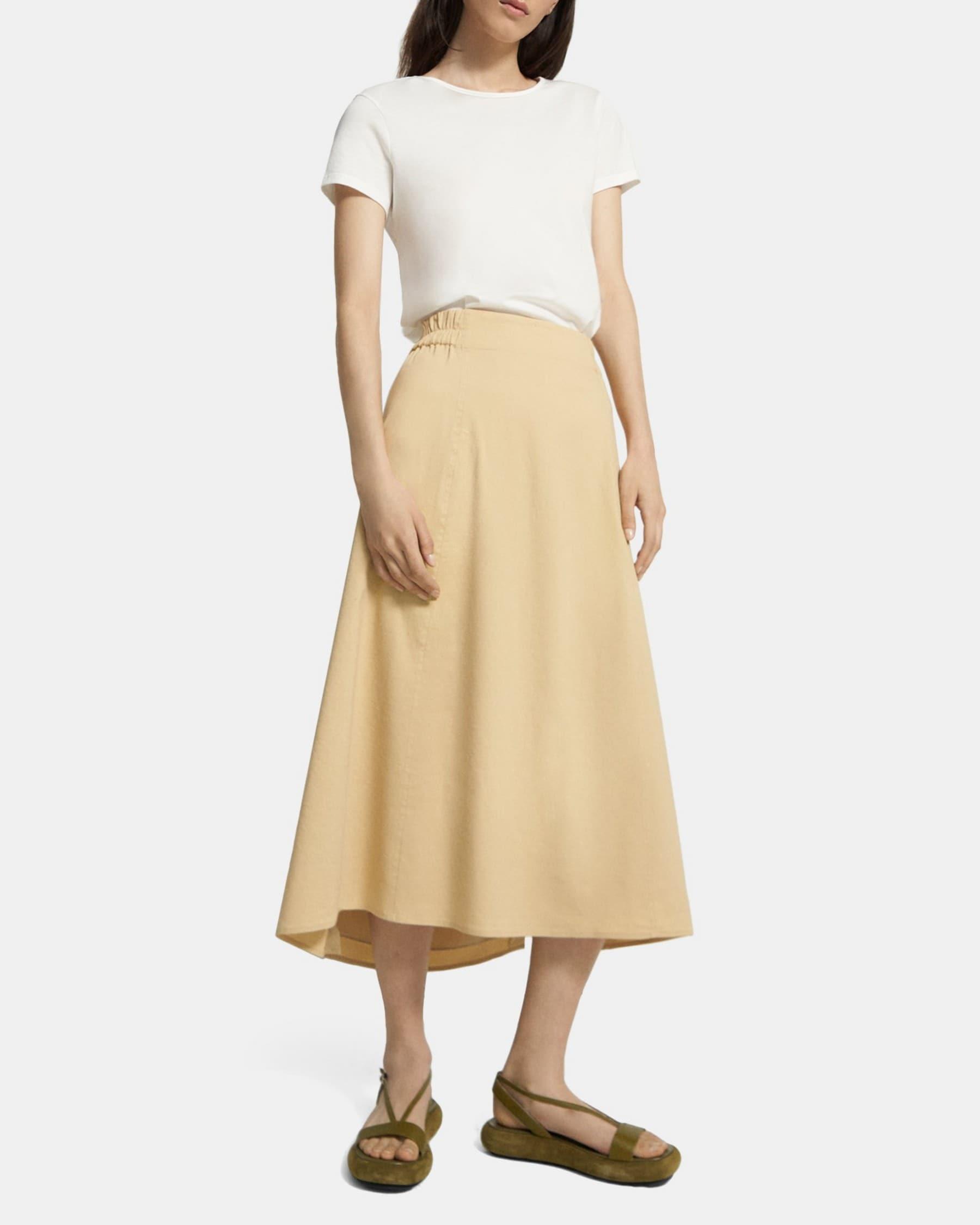 A-Line Midi Skirt in Stretch Linen product image