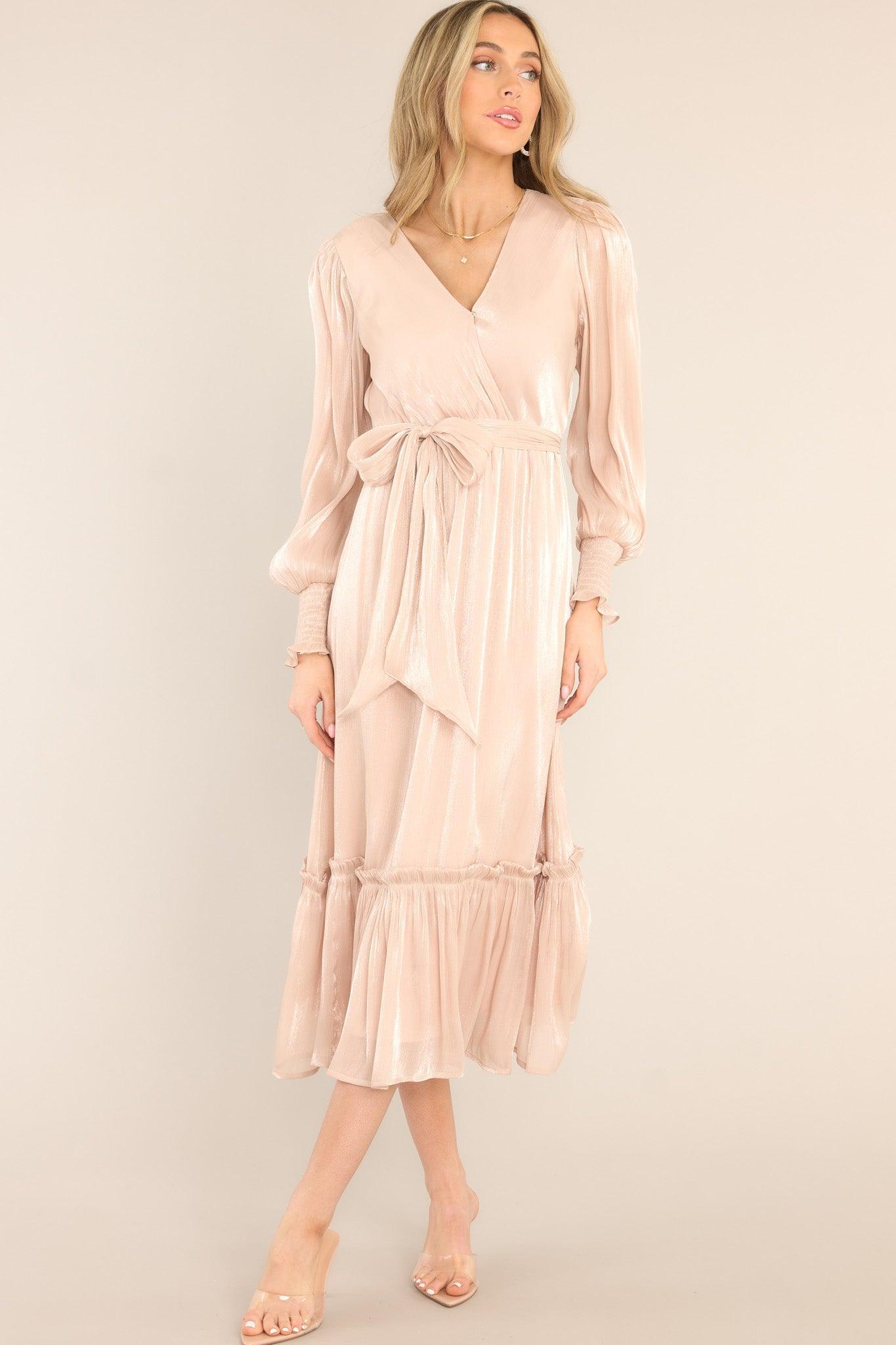 Eternal Devotion Blush Midi Dress Taupe Product Image