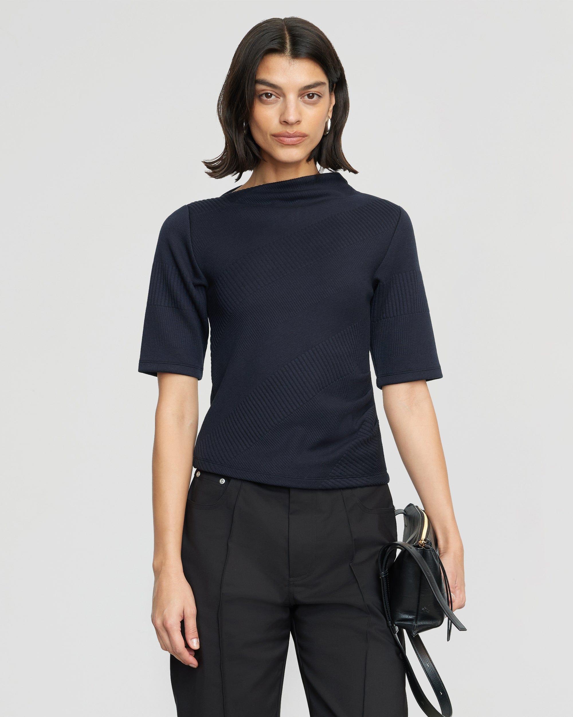 Pauline Ribbed Asymmetric-Neck Top Product Image