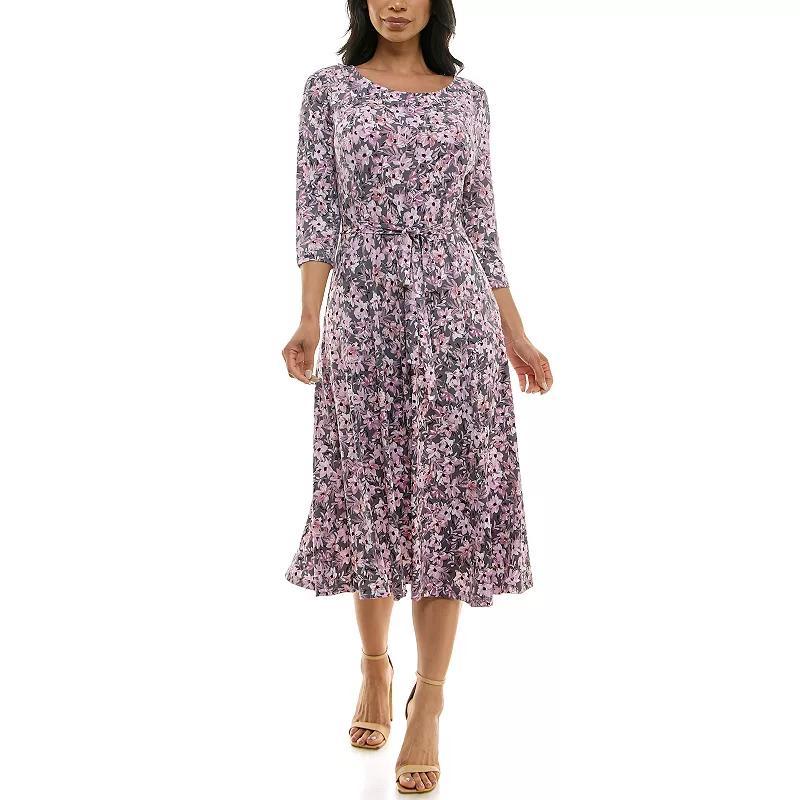 Womens Nina Leonard Print Midi Dress Purple Product Image