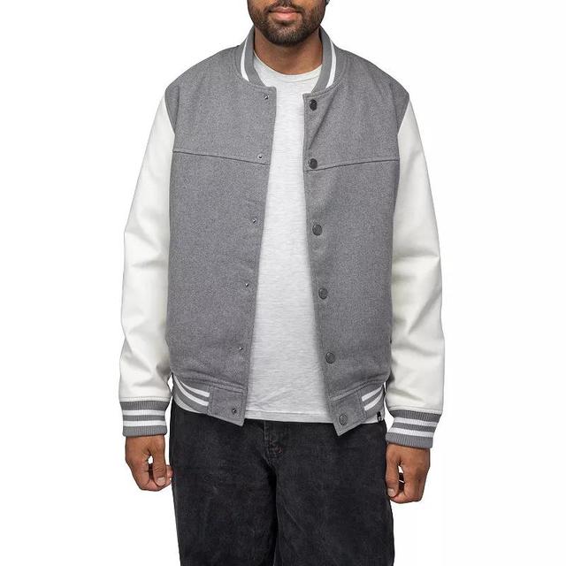 Mens Xray Wool Blend Varsity Bomber Jacket with Faux Leather Sleeves Product Image