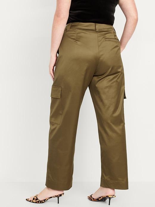 Extra-High Waisted Satin Cargo Barrel Wide-Leg Pants Product Image