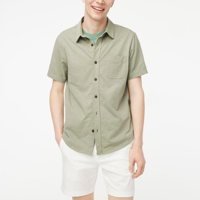 Short-sleeve knit button-down shirt Product Image