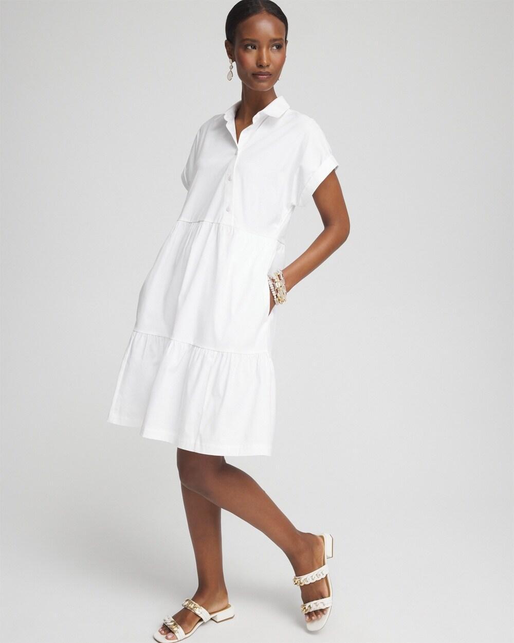 Poplin Diagonal Button Front Dress Product Image