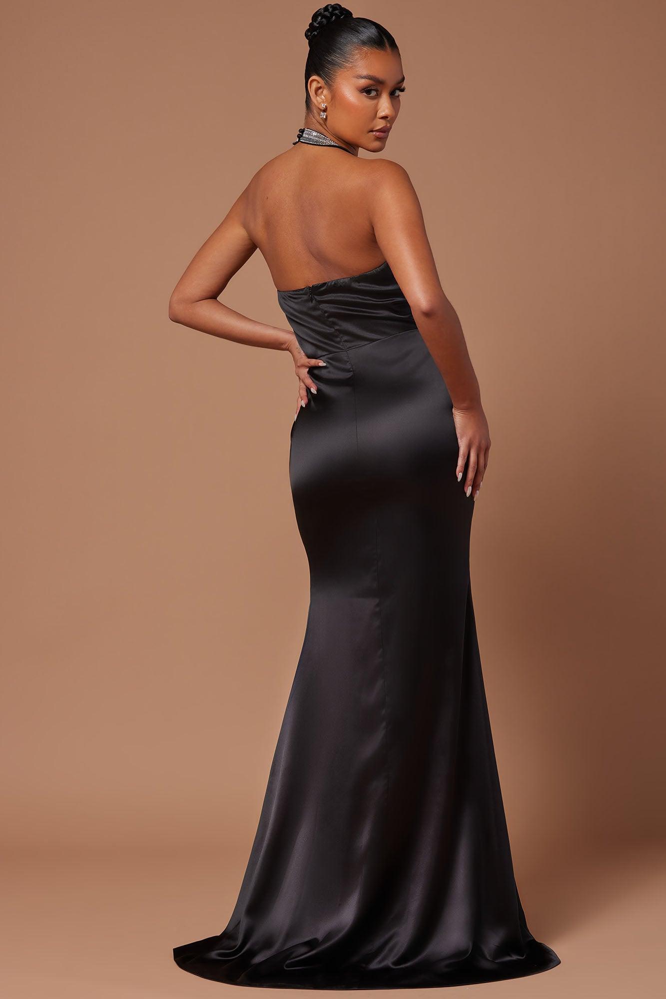 Marnee Satin Embellished Gown - Black Product Image