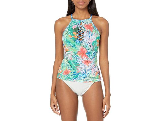 Bleu Rod Beattie Tropical Flight High Neck Tankini Top Women's Swimwear Product Image