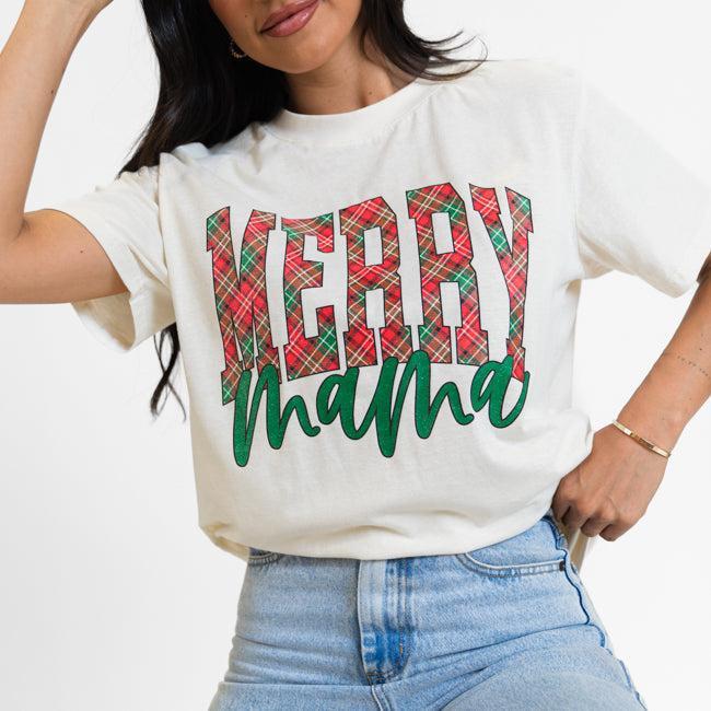 Merry Mama Cream Oversized Graphic Tee Product Image