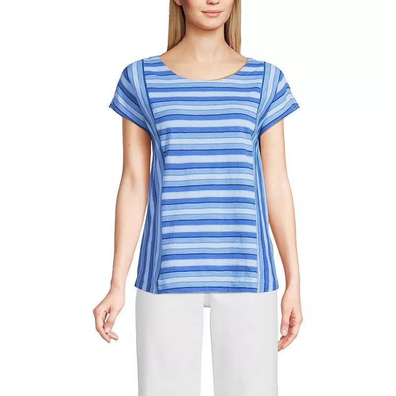 Womens Lands End Slub Tee Grey Team Stripe Product Image