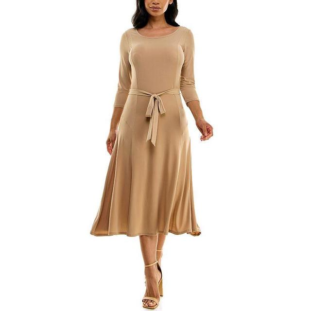 Womens Nina Leonard Sylvia Midi Dress With Belt Product Image