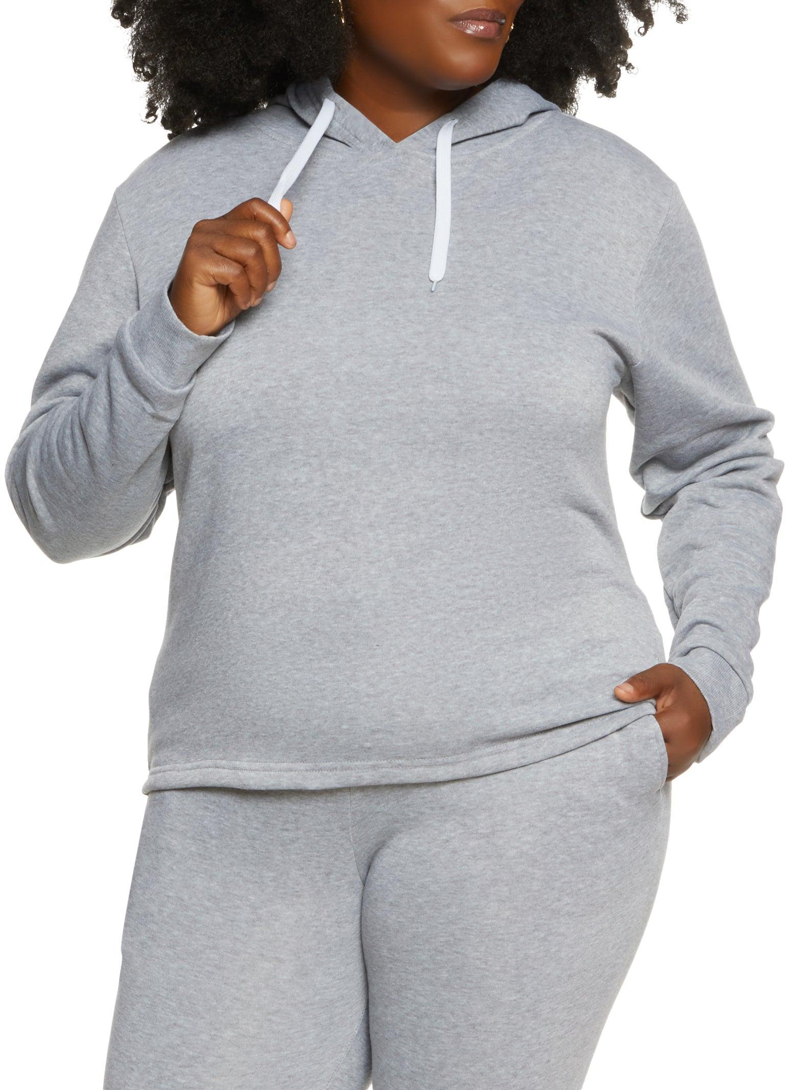 Womens Plus Size Solid Pullover Hoodie Product Image