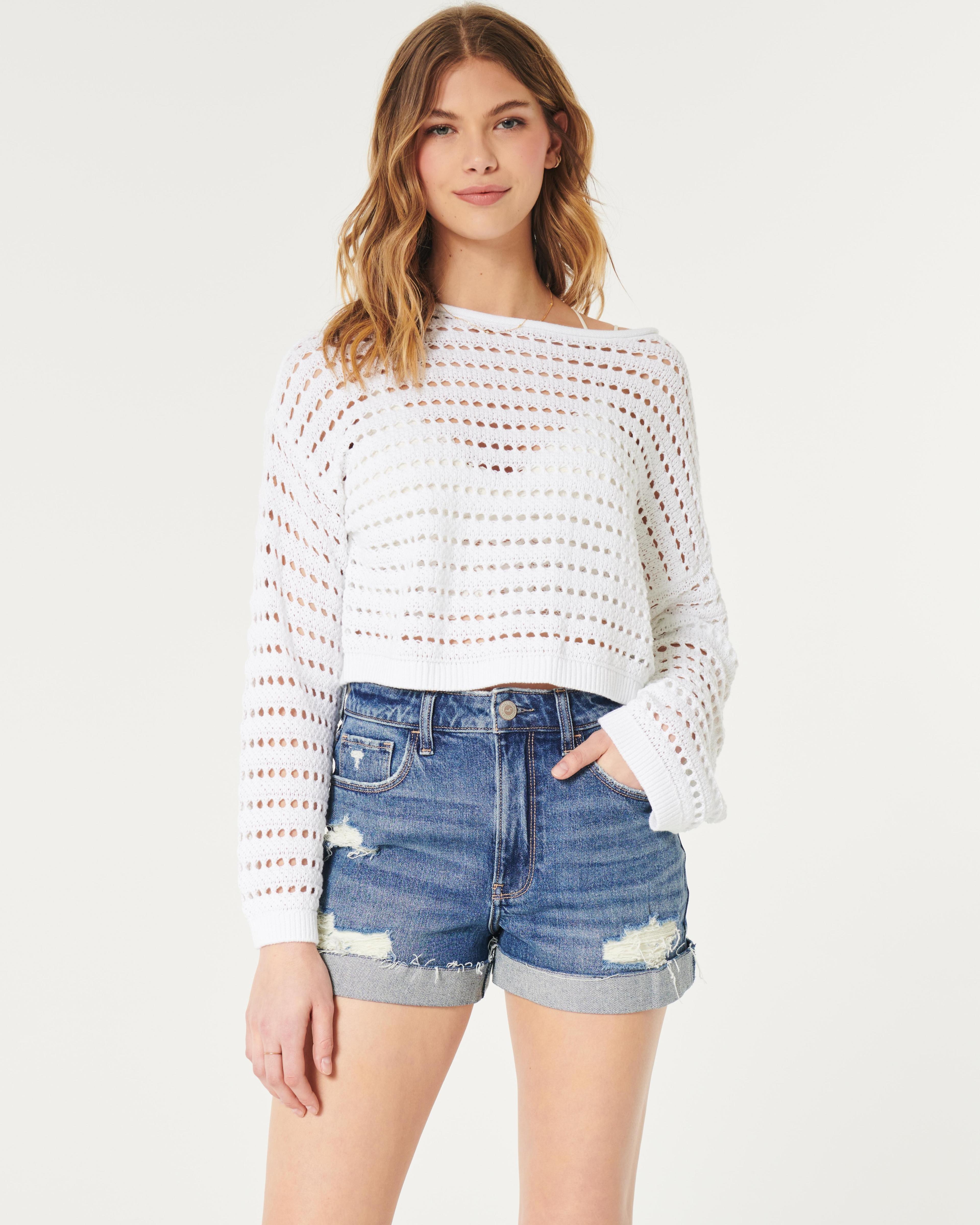 Ultra High-Rise Ripped Medium Wash Denim Mom Shorts Product Image