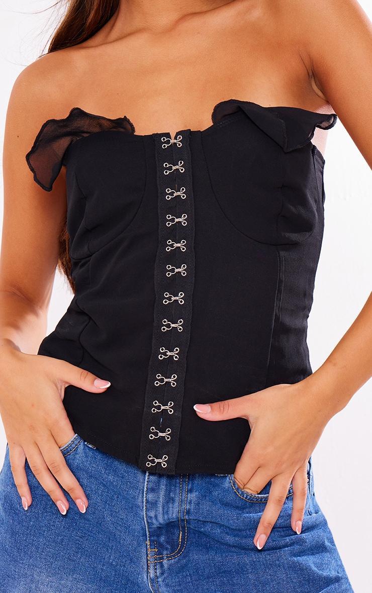 Black Chiffon Frill Hook And Eye Bandeau Corset Product Image