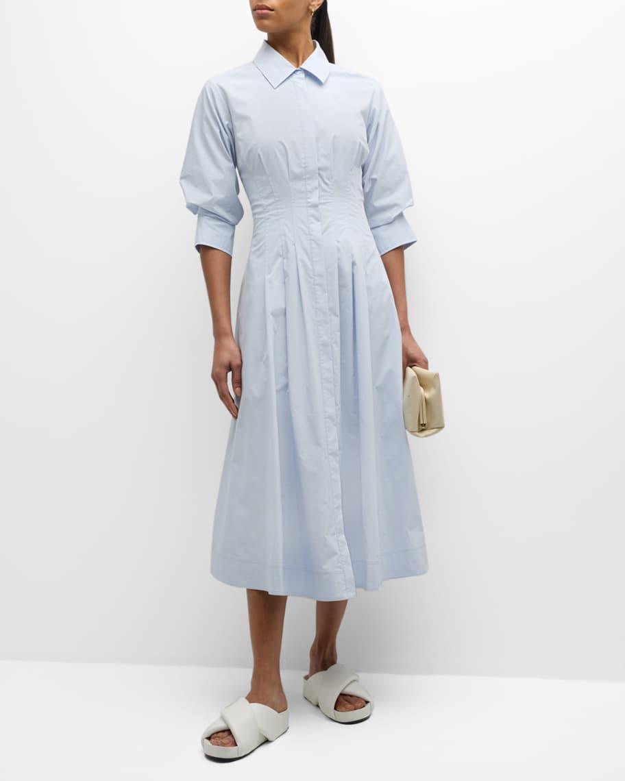 Jazz Pintuck 3/4-Sleeve Midi Shirtdress Product Image