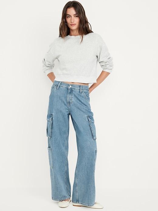 Mid-Rise Baggy Wide-Leg Cargo Jeans product image