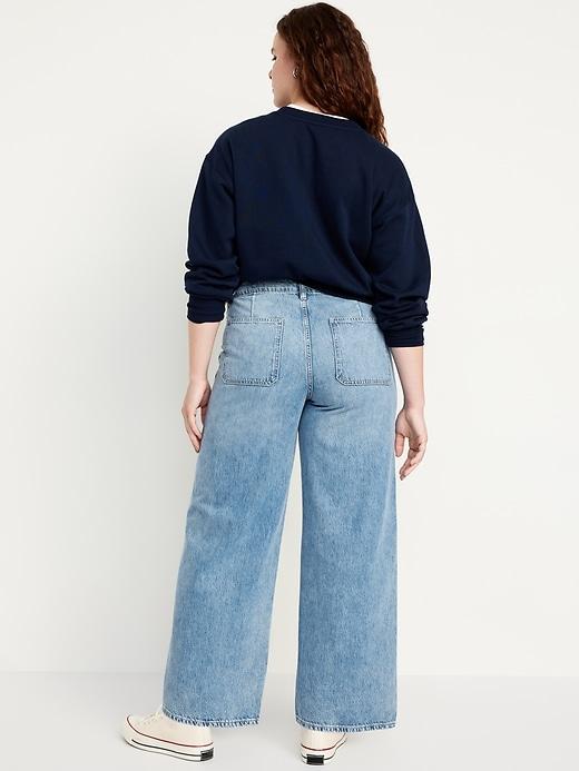 High-Waisted Baggy Wide-Leg Trouser Jeans Product Image