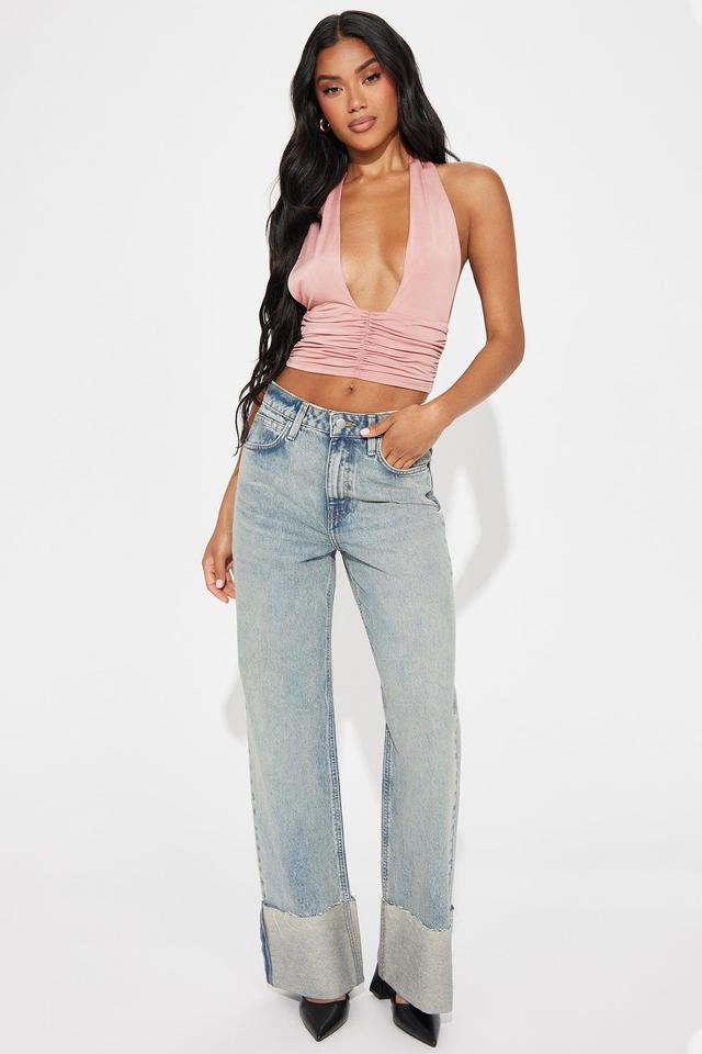 Jeanine Cuffed Wide Leg Jeans - Vintage Wash Product Image