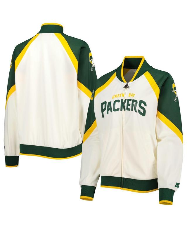 Womens Starter White Green Bay Packers Overtime Raglan Full-Zip Track Jacket - White Product Image